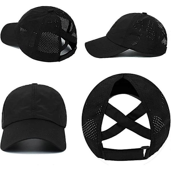 Baseballkeps för damer med korsad hästsvans Black