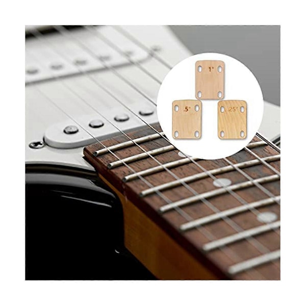 3 stk. Gitarhals Shims, Solid Lønnetre Gitarhals Shim Beskyttelse 0,25, 0,5 og 1 Grad Gitar
