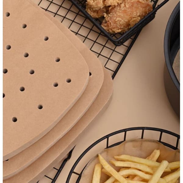 100 Airfryer Bagepapir, Perforeret Airfryer Bagepapir, Engangs Non-Stick Oliefri Bagepapir Tilbehør til Airfryer