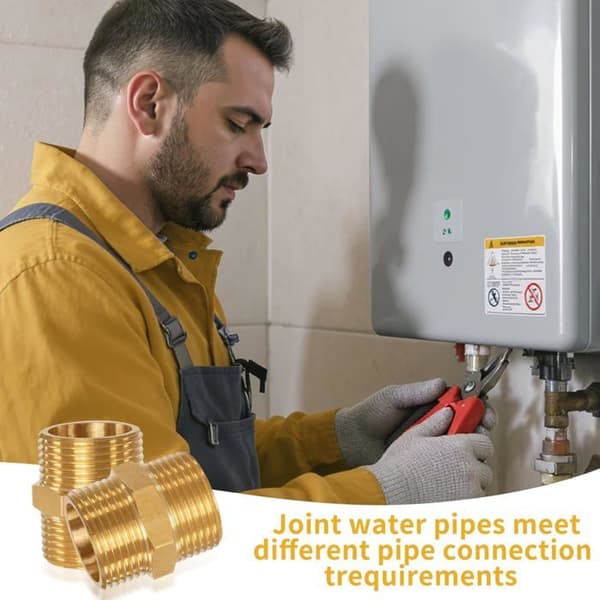 Rørfitting - 4 Stykker - Messing - 1/2\" BSP Udvendigt Gevind - Lige Sekskantet Forbinder - VVS & Varme