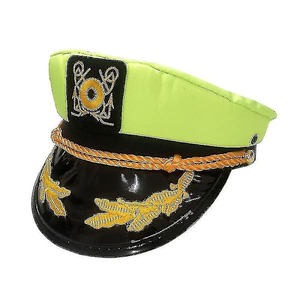 Kaptein Yacht Seilerhatt Justerbar Hatt Flat Top Visir - Hvit - 1 stk blå