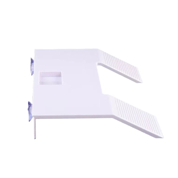 Sköldpadds Plattform med Halkfri Yta, Enkel Installation, Plast, Sköldpaddsterrass, Ramp, Flytande Ö, Bred Solplats med Sugkopp för Akvarium White S