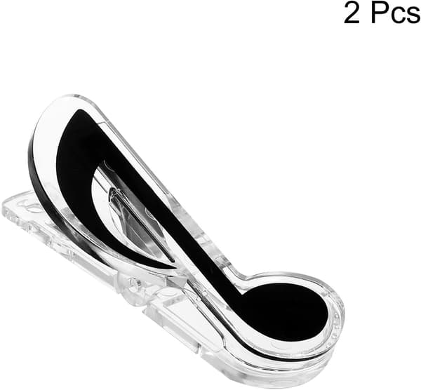 sourcing map Musiknodeclips Plastik Musiknodeclips Bogmærke Papirvarer til Musikpapirbogtilbehør Ottendedelsnode Clip Pakke med 2 Black