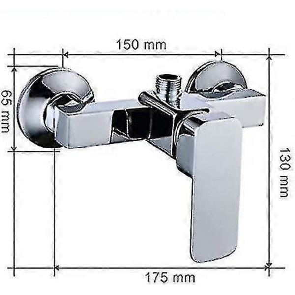 Modern väggmonterad duschblandare i krom med duschmixer för kallt och varmt vatten