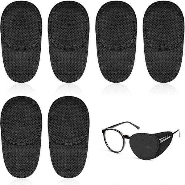 6 kpl Silmälappuja lapsille, Erittäin pehmeä silmälappu laseille, Lääketieteelliset silmälaput Amblyopia Strabismus -silmälapun hoitoon Black M