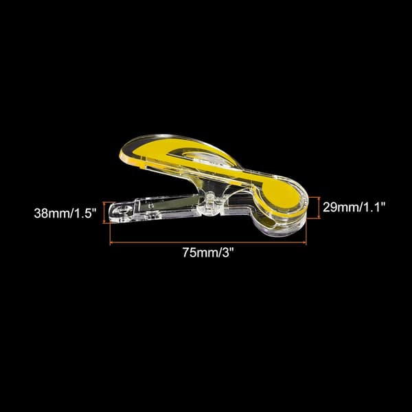 sourcing map Musiknodeclips Plastik Musiknodeclips Bogmærke Papirvarer til Musikpapirbogtilbehør Ottendedelsnode Clip Pakke med 2 Yellow