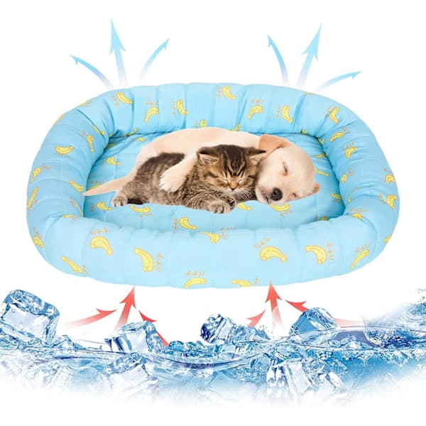 Kølemåtte til hunde, 45x40cm, selvkølende, kølemåtte til hunde, sommer sovemulighed, kølesilke, kølemåtte til hunde (blå)