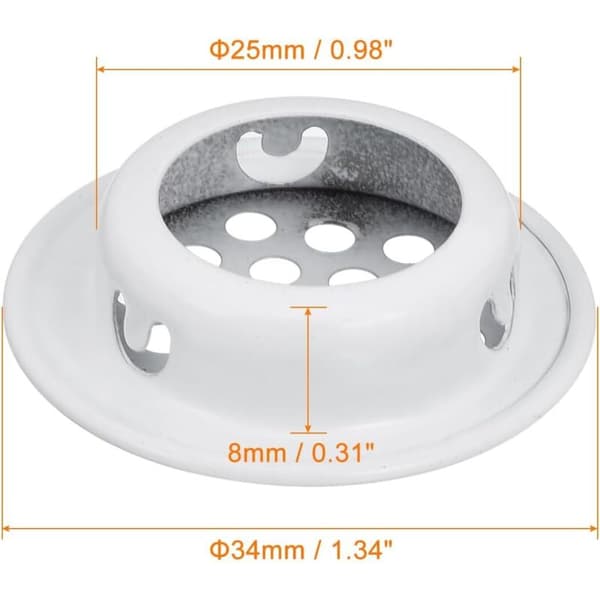 25 mm (1\") Cirkulær Ventilationsrist, 30 Stykker, Rustfrit Stål, med Runde Mesh Luftventiler til Køkken, Badeværelse, Skab, Hvid