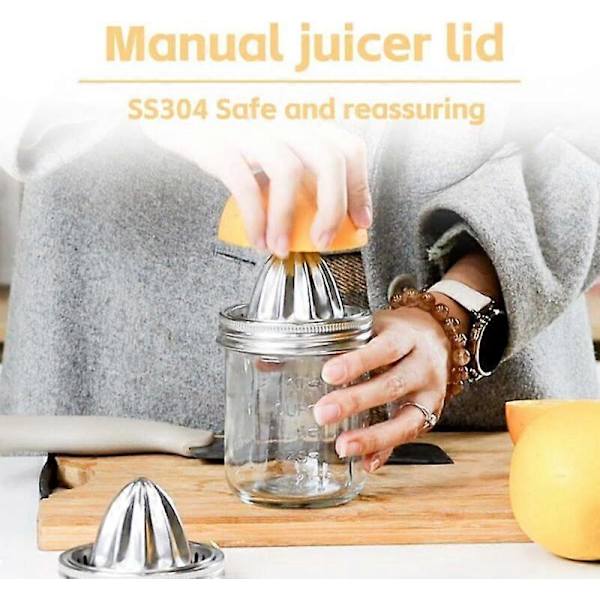 Til Mason Jar Juicer Låg, Juicing Tilbehør, 304 Rustfrit Stål Håndjuicer
