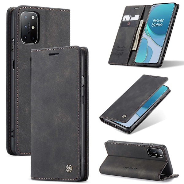 OnePlus 8T CaseMe-013 Monitoiminen Retro Himmeä Vaakasuora Käännettävä Nahkakotelo Korttipaikalla, Pidikkeellä ja Lompakolla