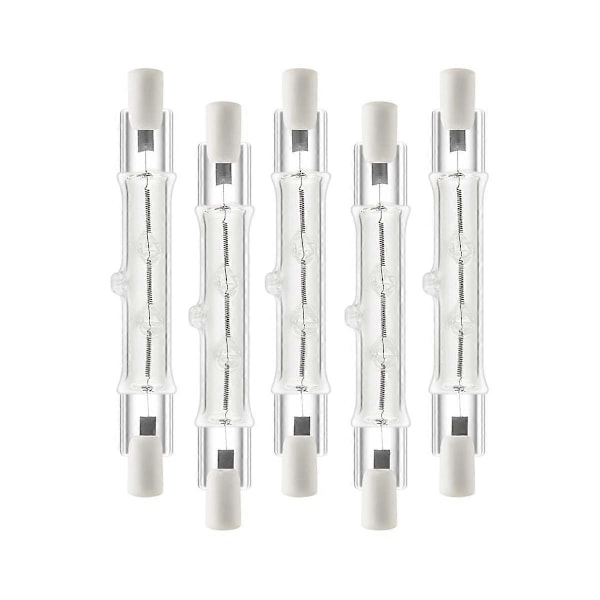 5-pak R7S 118mm 300W 230V, R7S Halogen Lineær Pære, Dæmpbar Halogenlampe til Byggearbejde