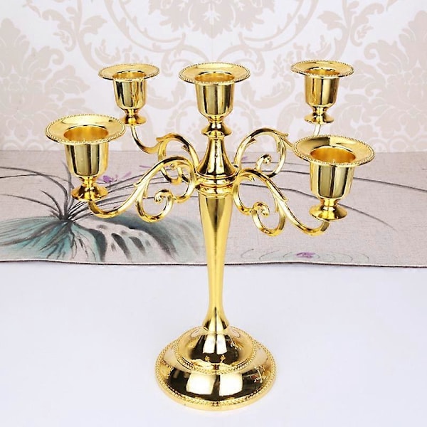 Metall 3/5-armet Lysestake Romantisk Middag Ferie Bryllup Dekor Golden 3-Head
