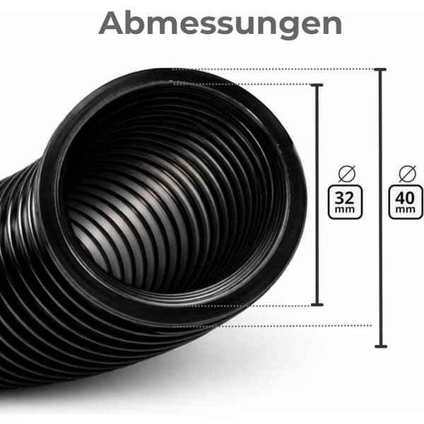 DN32 Sugeslange - 1 Meter - 32mm Indvendig Diameter - Robust Fleksibel Slange til Våd- og Tørstøvsugere