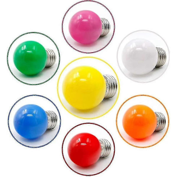 40X Färgade LED-lampor E27 Dekorativ och Design Lampa 240 Lumen Ac220v-240v Dekorationslampa Blandade Färger Röd Gul Blå Walkbee 7538 B