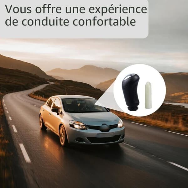 Gearskifteknop - 1 stk. - Mat plast - 5 gear - Til Renault Clio Megane Laguna - Sort