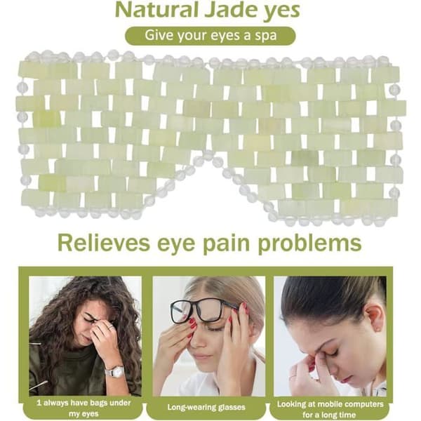 Jade Øjenmaske - Anti-aging Øjenmaske - Lindrer træthed, hævede øjne, mørke rande og rynker (1 stk., Grøn)