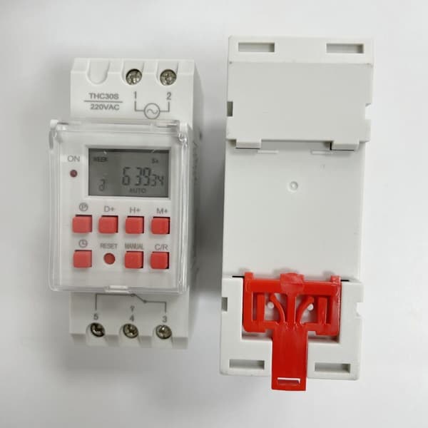 Digital timer til 30A elvandvarmer, 220V, 1-sekunds timer, LCD-skærm, 35mm skinne montering