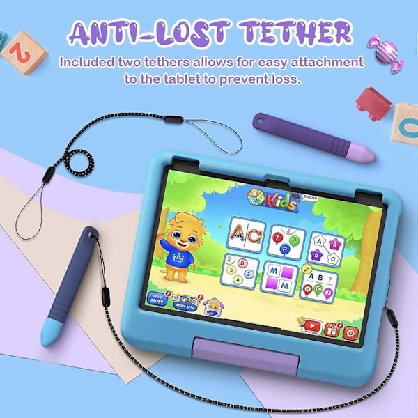2-pakning Barnevennlige Styluspenner for Berøringsskjermer med Fester, Anti-Rulle Tablet Stylus for iPad, iPhone, Nettbrett, Kindle