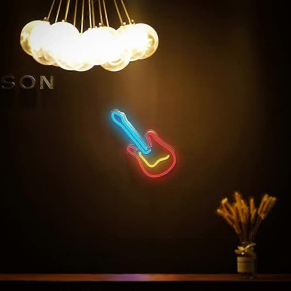 Neon Skylt Väggdekor, Ed Neon Ljusskyltar Usb/ Batteridriven Lysande Neon Väggskyltar För Sovrum Pub Bistro Party Presenter guitars Neon Sign
