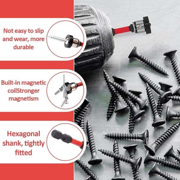 Sett med 4 1/4\" magnetiske PH2-bits for gipsplater, posisjoneringsskrutrekkerbit for batteridrill og hånddrill