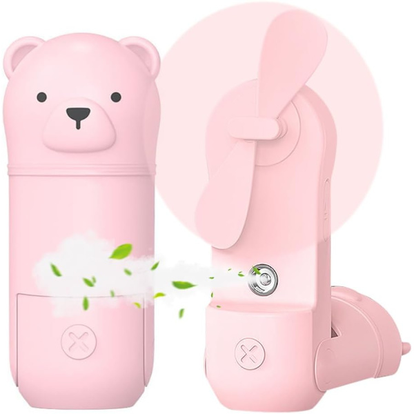 Mini-käsituuletin, 3 nopeutta, kädessä pidettävä tuuletin vesisuihkeella, mini-käsituuletin, kokoontaitettava, ladattava, tehokas USB-taskutuuletin