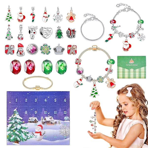 Adventskalender Armband Julklappsset för Flickor Barn Tonåringar Med