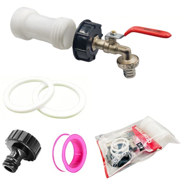 1000L Tankkran, Tankventil med 3/4\" plastadapter, S60X2 IBC Kranfeste, med forlengelse, Regnvannsoppsamler, for hage, regntønne