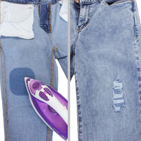 Fyrkantiga stryklappar för jeans 5-pack Denimblå 12.5x12.5 cm