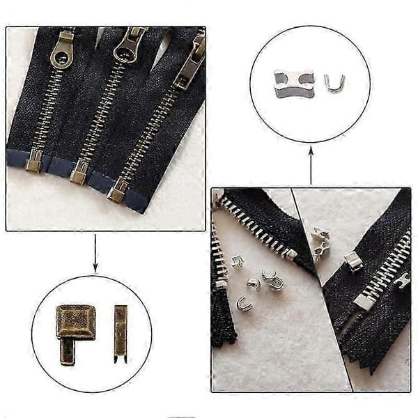 120 stykker lynlåsreparationstøj metaltilbehør firkantet stikprop I-kode lynlåsstik 60pcs