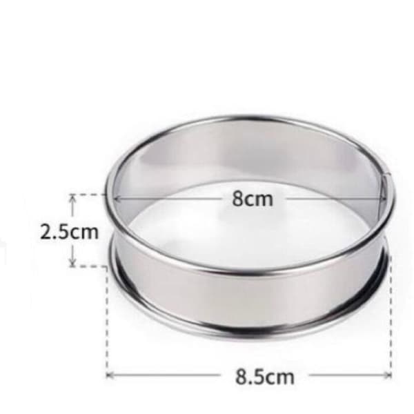 6-delt tertering-sett, 8 cm konditorring, konditorringer og rammer, tertering, pannekakeform, kjøkkenring i rustfritt stål for muffins, terter