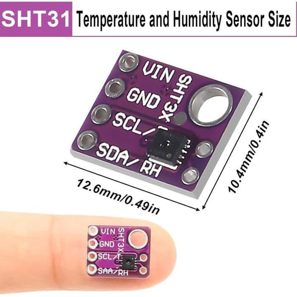 SHT31-D Temperatur- og Fugtighedssensormodul - 3 Stykker - I2C Interface - DC 2.4-5.5V - Til Arduino Raspberry Pi