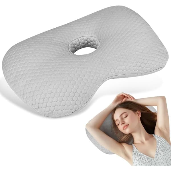 Ørepiercingpute, Piercingputer med 8,9 cm hull, Ørehullpute med glidelås for sideører og smertelindring, grå