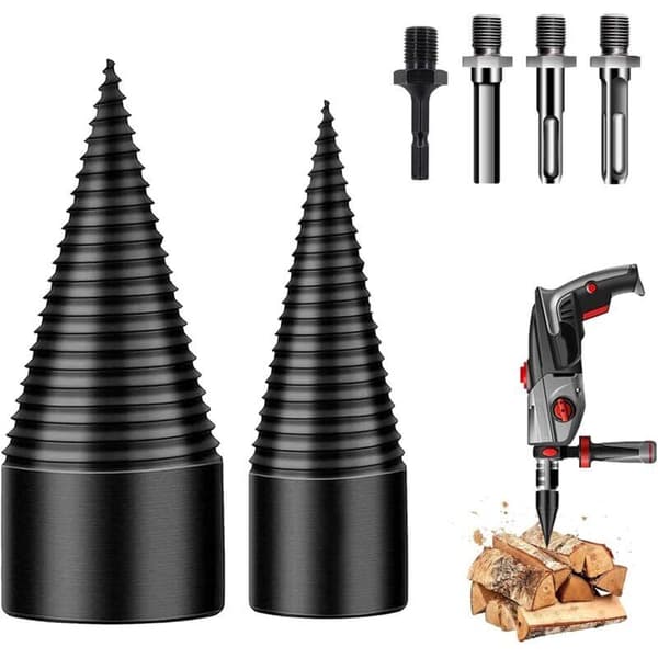 Konisk 4-hånds vedkløyvebor (32 mm + 42 mm), vedkløyvebor for elektrisk drill