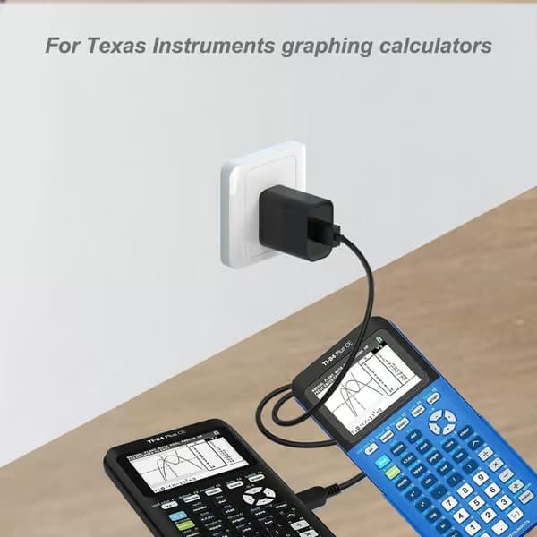 Vuoden 2025 uusin malli AC-adapteri ja laturi Texas Instruments TI-84 Plus CE -graafiselle laskimelle, 1,5 m datakaapeli TI 84 Plus C Silver -mallille