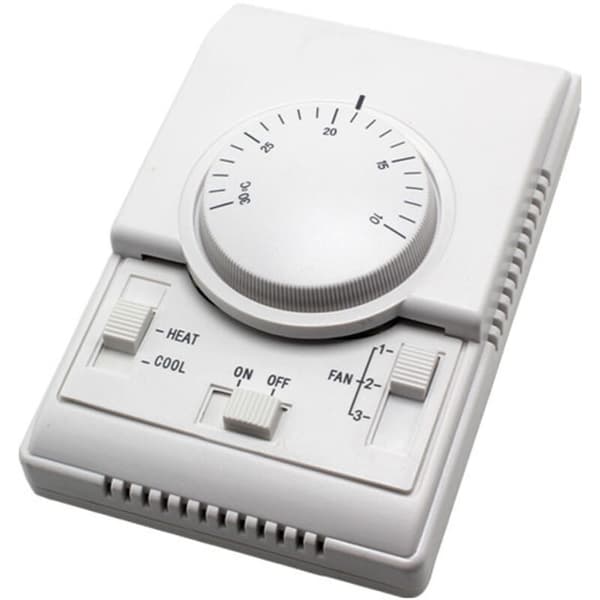 Central luftkonditioneringstermostat med mekanisk kontrollbrytare, 110-220V. 14 x 10 x 5 cm