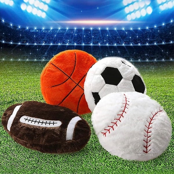 Bollkudde Fotboll Basketboll Rugby Kudde Plysch Mjuk Bekväm Sportboll Fans Kreativ Gåva Fylld Elastisk Fotboll Sportgåva För Hemmet