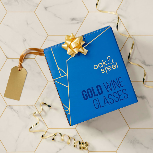 Vin glas i rostfritt stål - guld - robusta & okrossbara - presentset, 2 st