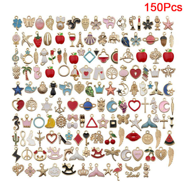 Animal Flower Blandede Emali Charms Vedhæng DIY Armbånd Smykker C: 150Pcs
