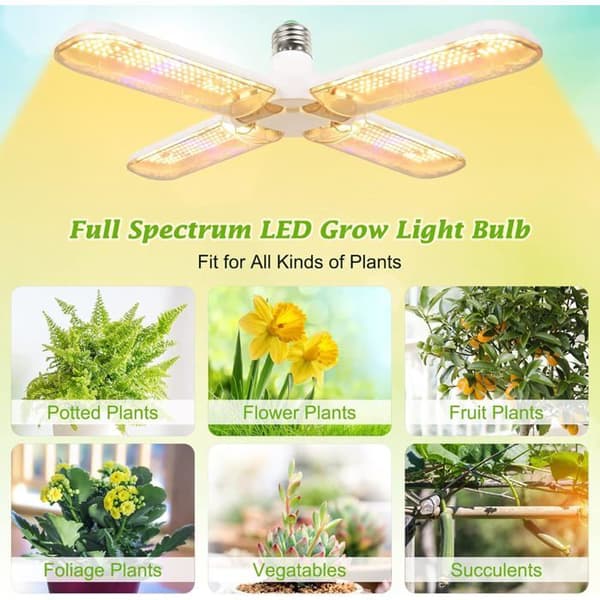 LED-växtbelysning, 200W växtlampa, fullspektrum-LED, E27-växtlampa (1 st)