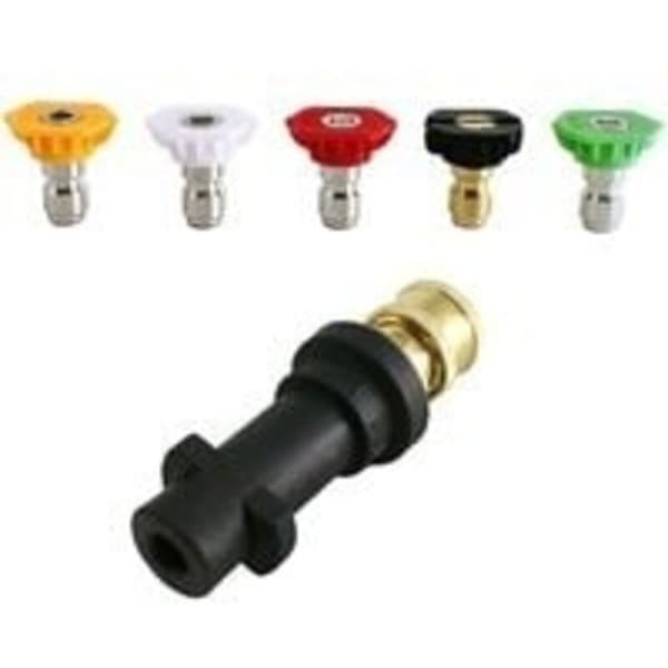 Højtryksrenseradapter til Karcher K2-k7 med 5 højtryksrenserdysehoveder, 6,35 mm, multi-grad, 2,5 Gpm,