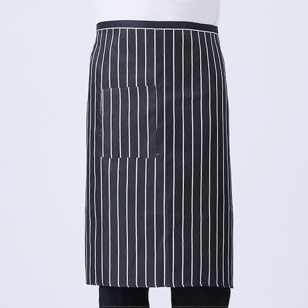 Renikh Randig Rutig Halvlång Kort Midjeförkläde med Ficka Catering Kock Servitör Bar BlackPattern