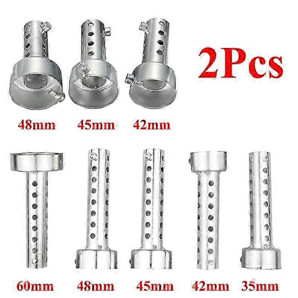 2 stk. 35/42/45/48/60 mm Universal Motorsykkel Kan DB Killer Lyddemper Støydemper Lydeliminator Eksos Justerbar Sølv 2Pcs Long 60mm