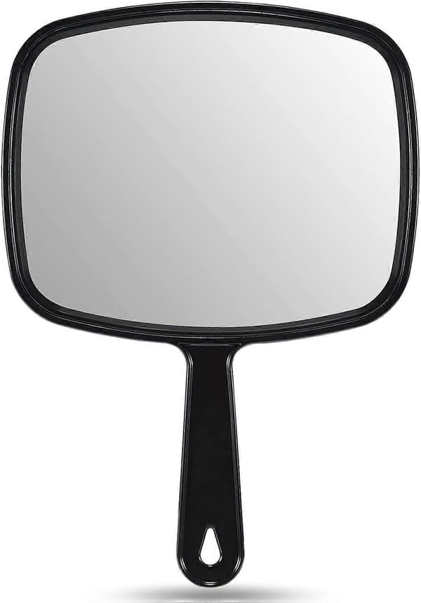 Handspegel, helt svart handspegel med handtag, 18,8 cm B x 23,6 cm L -Yx