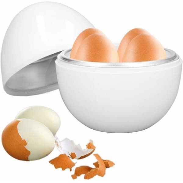 Eggkoker med 4 eggkapasiteter, mikrobølgeovn, hardkokte egg, kompakt design, PP-materiale, damper for hardkokte egg til hjemmebruk