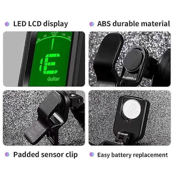 Gitarrstämmare för alla instrument Clip-on elektronisk stämmare för gitarr bas ukulele violin mandolin banjo