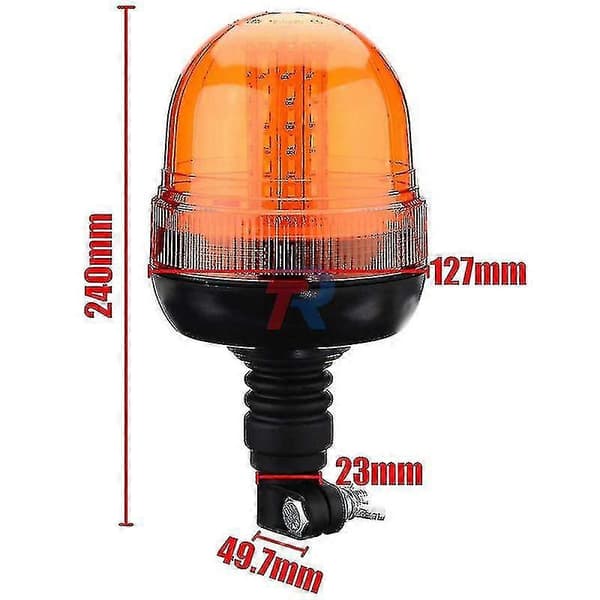 Led Runtomljus Orange Med Magnetfot, Blinkande Ljus