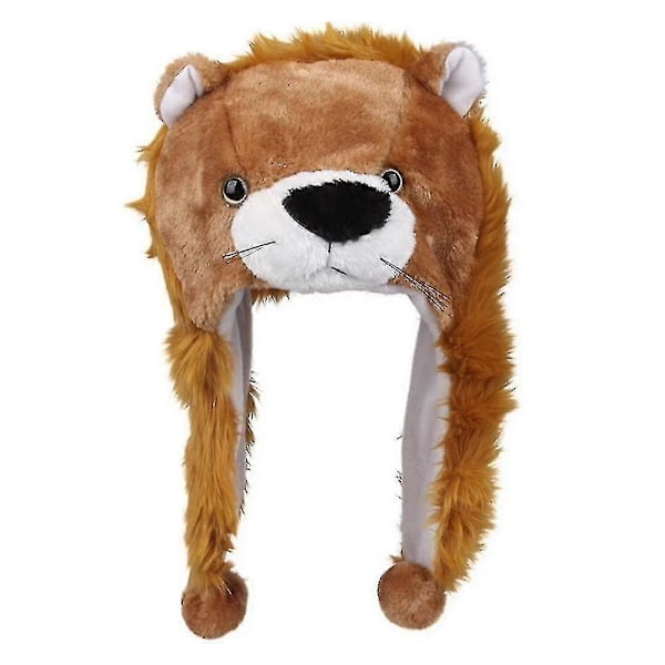 Plushdjurhuvor i en storlek, keps i polyester med fleecefoder lion