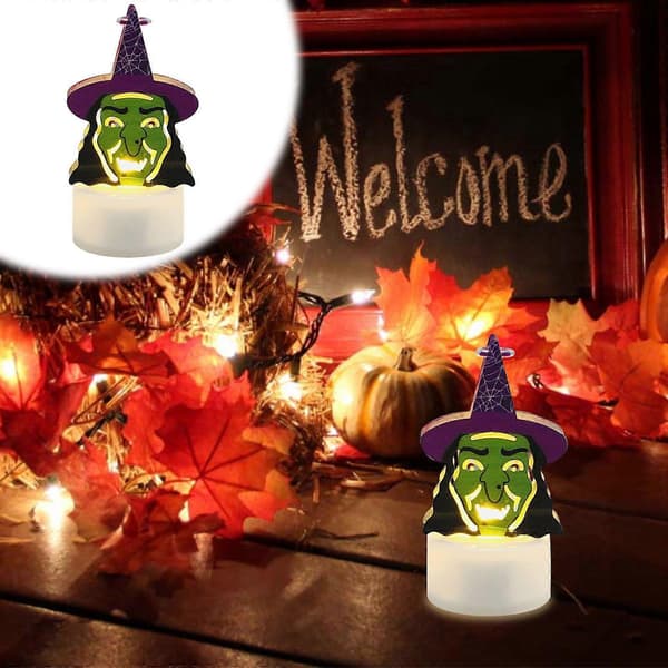 2025 Halloween Dekor Led Lysestake Heks Hat Hekselampe Fest Gård B