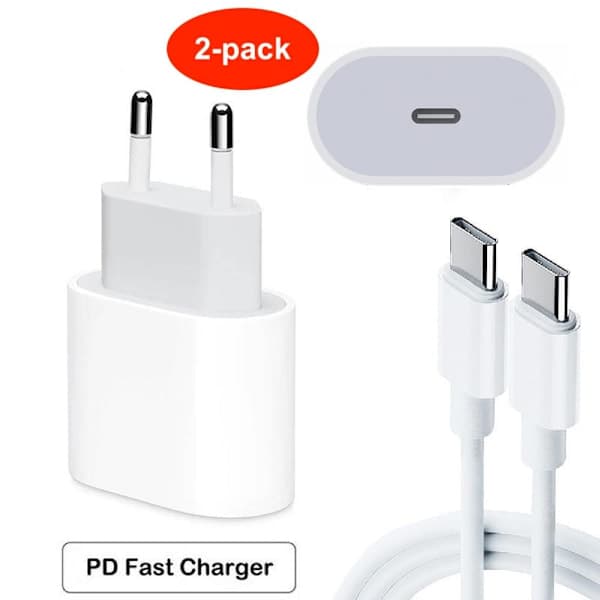 2-pak Samsung Hurtiglader - Adapter & Kabel 20W USB-C 2m
