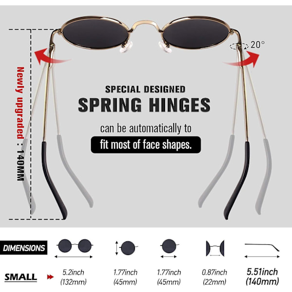 SDIGV Runde Solbriller Mænd Kvinder, Retro 70'er Polariserede Hippie Lennon Cirkel UV400 Herre Shades Black Frame Grey